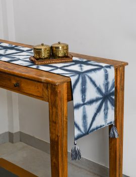 Blue printed dining table runner