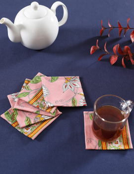 Set of 6 Pink Floral Coasters