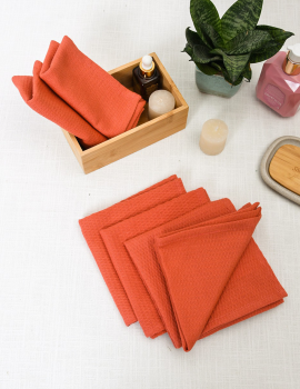 Orange waffle face towels