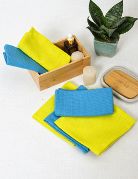 Multicolor waffle face towels
