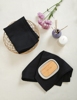 Black waffle hand towels
