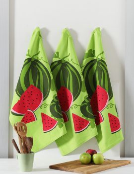 Green kitchen dish towels set of 3