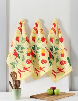 Yellow hanging kitchen towels set of 3