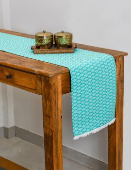 Green geometric table runner