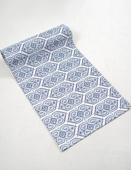 White printed cotton center table runner