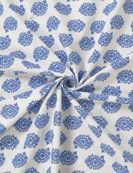 Blue cotton floral table cover