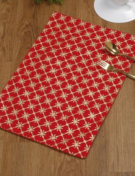 Set of 4 – Decorative red table mats