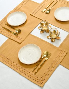 Set of 4- Solid embroidered placemat