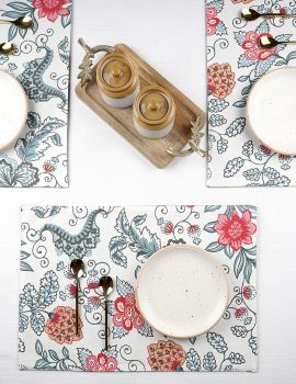 Set of 4 – Floral cotton table placemat