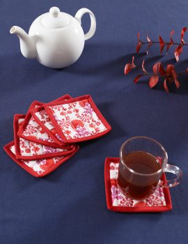 Set of 6 Floral Quilted Coaster