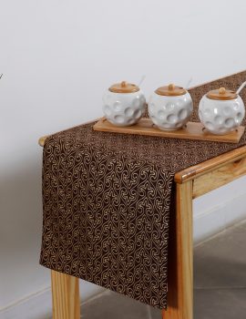 Brown Gold Printed Decorative Table Runner