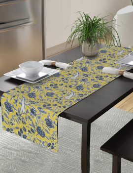 Printed Cotton Table Runner-Floral Design, 13″x70″, Stylish & Washable