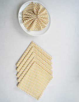 Set o 6- 16″x 16″ Gold printed cotton napkin