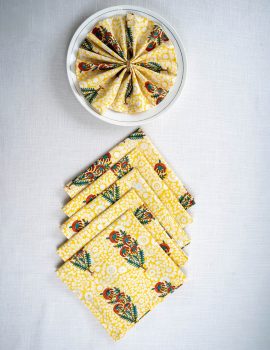 Set of 6 – 16″x 16″ Yellow cotton napkin