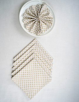 Set of 6 – 16″x 16″ White cotton gold printed napkin