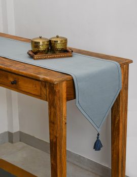 Modern Grey Cotton Table Runner – Solid Design, Durable & Decorative