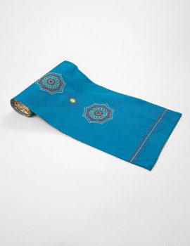 Blue Cotton Embroidered Runner – Washable, Durable & Decorative Table Linen