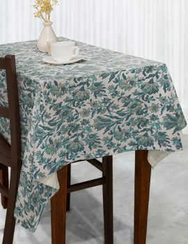 Green Cotton Floral Table Cover
