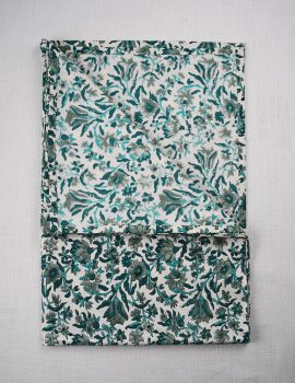 Green Cotton Floral Table Cover