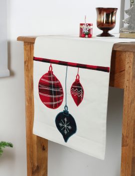 Christmas Bell White Center Table Runner