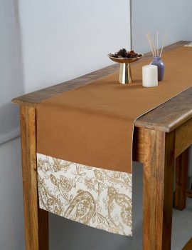 Brown Gold Printed Decorative Table Runner