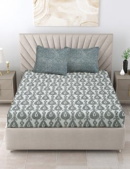Geometric Print Cotton Besheet Set with 2 Pillow Covers