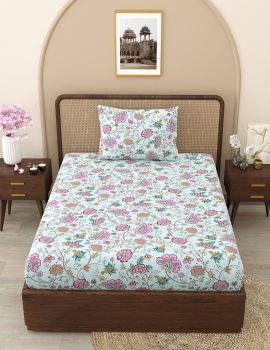 Jacobian Floral Bedsheet Set with Pillow Cver