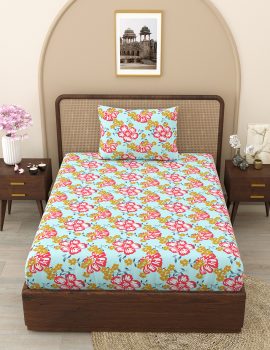 Multicolor Floral Bedsheet Set with Pillow Cover