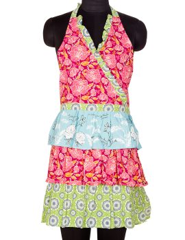 Brown printed cotton kitchen apron
