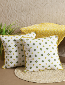 White Embroidered Floral Cushion Cover – Set of 2