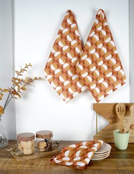 Set of 3 – Orange Geometric Multipurpose Kitchen Towel