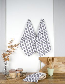 Set of 3 – White Boota Cotton Kitchen Towel