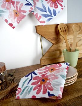 Set of 3 – Bold Floral Cotton Kitchen Towel/ Tea Towel