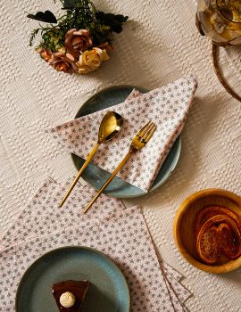 Set Of 6 – 12″X12″ Voilet Floral Soft Cotton Napkin