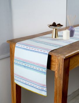 Light Blue Cotton Line Printed 13X70 Inch Runner