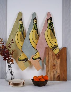 Set of 3- Banana Print Multicolor Cotton Kitchen Towel / Tea Towel