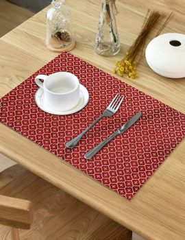 Set Of 6 – Red Gold Printed Decorative Placemat Set