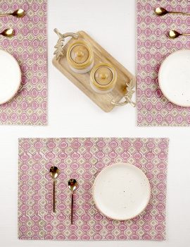 Set Of 6 – Pink Ozee Print Placemat Set