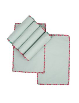 Set Of 4 – Blue With Contrast Piping Stylish Placemat Set
