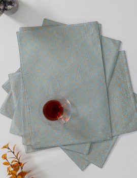 Set Of 6 – Blue Cotton Decorative Placemat Set