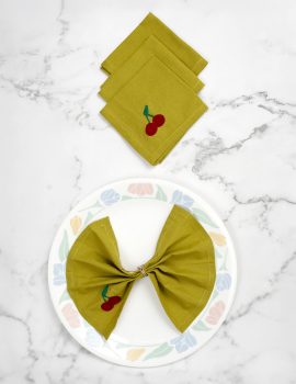 Set Of 4 – 8″X8″ Cherry Cocktail Napkins