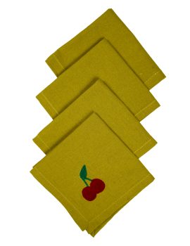 Set Of 4 – 8″X8″ Cherry Cocktail Napkins