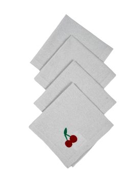 Set Of 4 – 10″X10″ Cherry Embroidered Cocktail Napkin