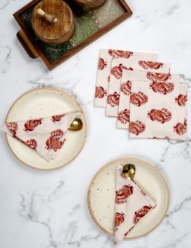 Set Of 6 – 10″X10″ Paisely Print Cotton Napkin