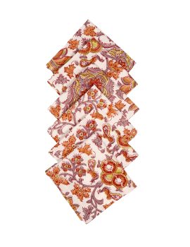 Set Of 6 – 10″X10″ Jacobian Jaal Prinyed Cotton Cocktail Napkin