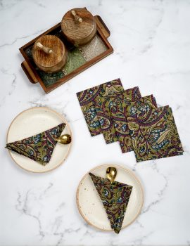 Set Of 6 – 10″X10″ Floral Printed Cocktail Napkin