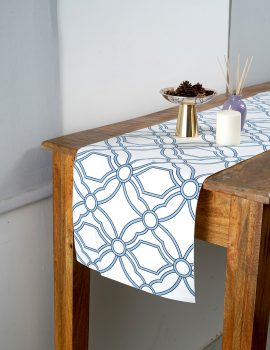 White And Blue Sheeting Pattern 13X70 Inch Runner