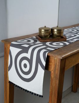 Charcoal Duck Circular Pattern 14X72 Inch Runner