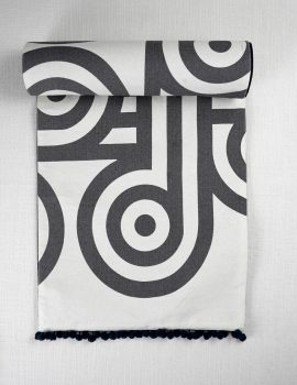 Charcoal Duck Circular Pattern 14X72 Inch Runner