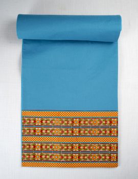 Blue Casement Solid Runned With Printed Border 14X72 Inch Runner